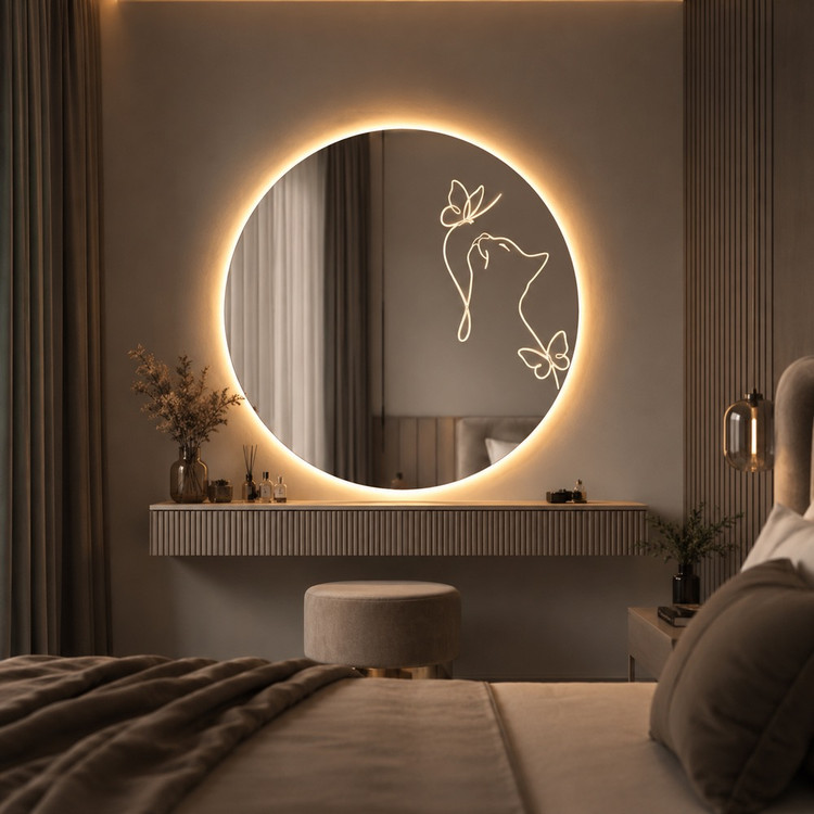 آینه بک لایت مدل گربه مینیمال